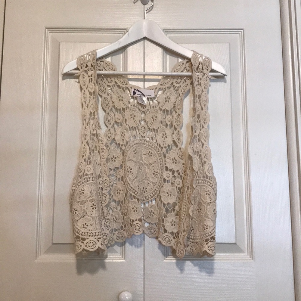 Crochet lace festival vest